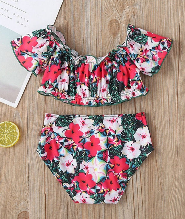 Flower Off Shoulder Swimsuit - Gettin Shady