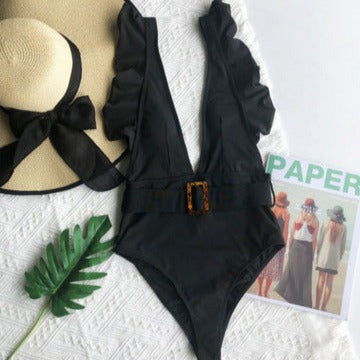 Vintage Belted One Piece Black - Gettin Shady