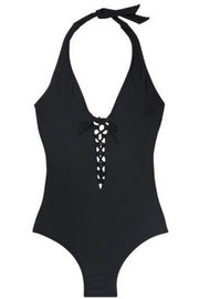 Black Tie-Up  One Piece - Gettin Shady