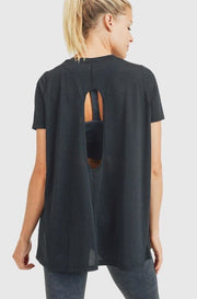 Striped Mesh Top with Keyhole Back - Gettin Shady