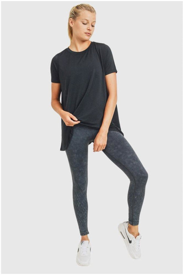 Striped Mesh Top with Keyhole Back - Gettin Shady