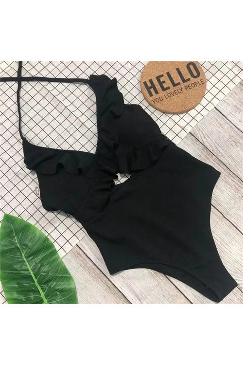 Ruffle Neck One Piece - Gettin Shady