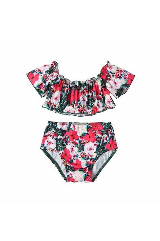 Flower Off Shoulder Swimsuit - Gettin Shady