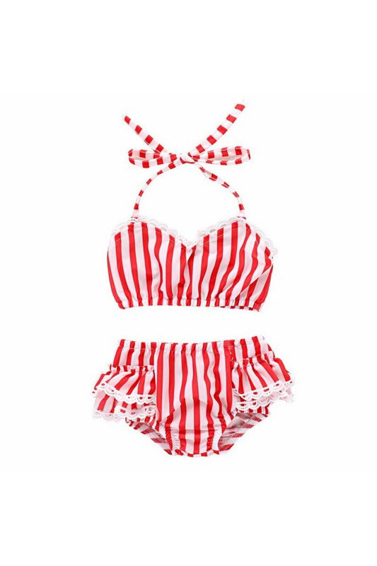 Toddler Tankini Bikini-White & Red - Gettin Shady